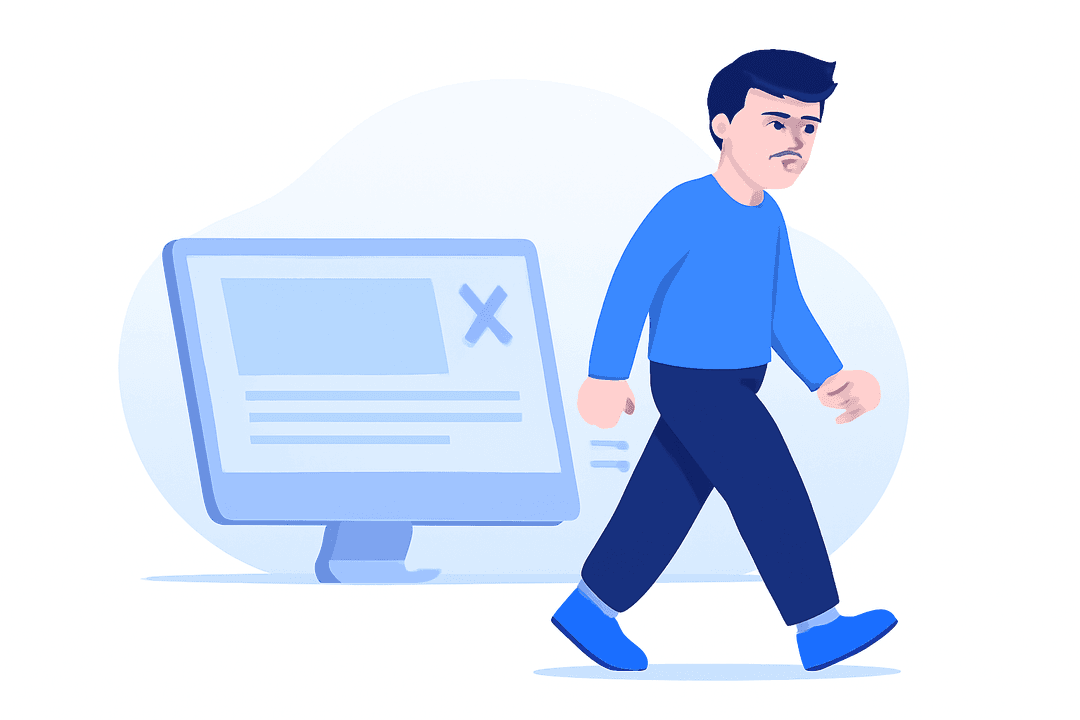 Frustrated user leaving website